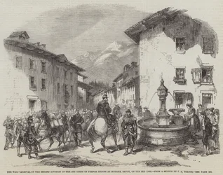 De Oorlog, Aankomst van de Tweede Divisie van het 4e Korps Franse Troepen in Modane, Savoye, op de 3e inst